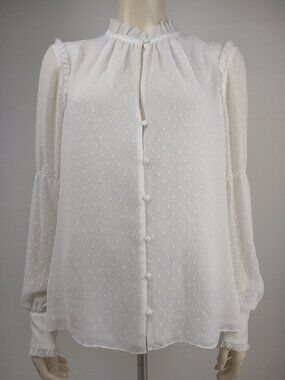 NWT WHBM White House Black Market textured mock neck blouse ladies Large
